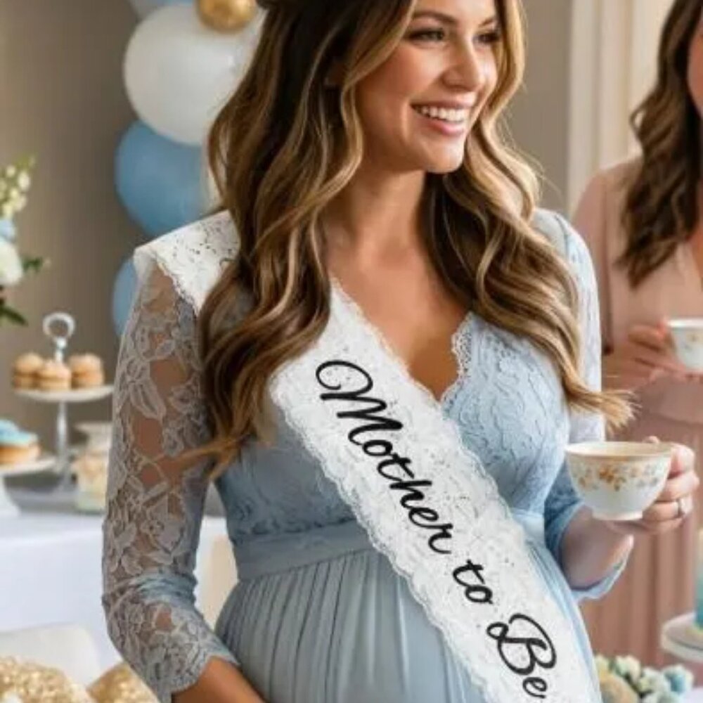 Forum Novelties Mother To Be White Lace Sash Baby Shower Party Supplies Gift